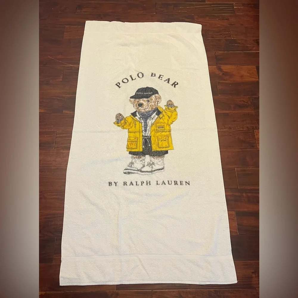 Vintage Ralph Lauren Polo Bear Beach Oversized Towel Raincoat USA 34”X 66”